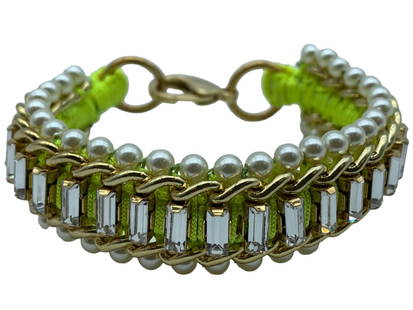 NEW!! BUBA LONDON CROCHET CRYSTAL BRACELET 3" $205: -NEW!! BUBA LONDON CROCHET CRYSTAL BRACELET-Stunning crochet bracelet embroidered with Swarovski crystals and Japanese glass bead. The design is hand embroidered with a gold plated trim and fastened u