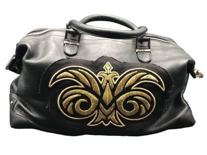 NEW MASHA KEJA GOLD/BLACK "CITY" DUFFLE BAG: - NEW MASHA KEJA GOLD/BLACK "CITY" DUFFLE BAG - MADE IN FRANCE | NATURALLY GRAINED CALF LEATHER- COMES WITH DUST BAG AND TAGS- GF 11/2/23