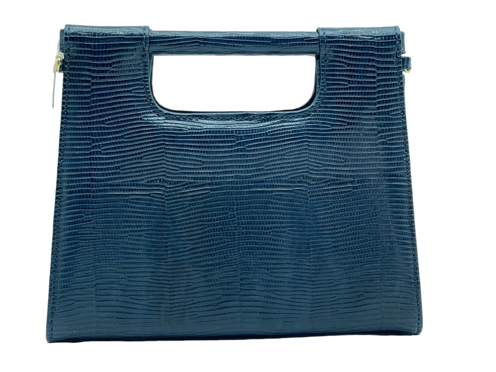 NEW LALO CALF PRINT SAHARA DARK NAVY EVENING CLUTC (1 of 7)