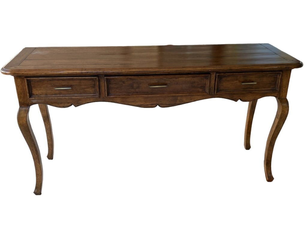 CARVED WOOD 3 DRAWER CONSOLE TABLE DESK 68" (1 of 9)