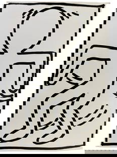 ATTR. TO KEITH HARING INK DRAWING ON PAPER 36": ATTR. TO KEITH HARING INK DRAWING ON PAPER-36" X 24" APPROX-VERY GOOD PRE OWNED CONDITION-DP102723