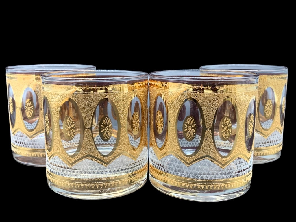 NEW! CULVER REGENCY STYLE 22K GOLD BAR GLASSES (4) (1 of 4)