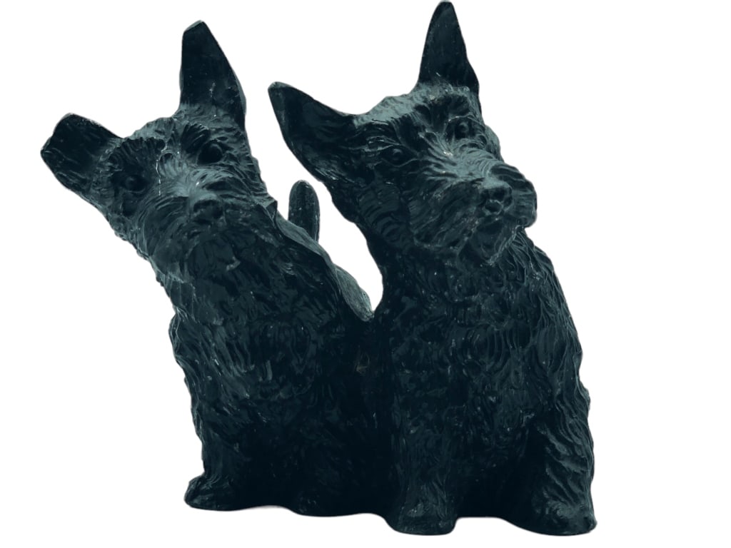 VINTAGE CAST IRON SCOTTISH TERRIOR SCULPTURE: - VINTAGE CAST IRON SCOTTISH TERRIOR SCULPTURE - BLACK IRON METAL | HEAVY- MIDCENTURY MODERN | GREAT CONDITION- GF ANEX 12/1/23