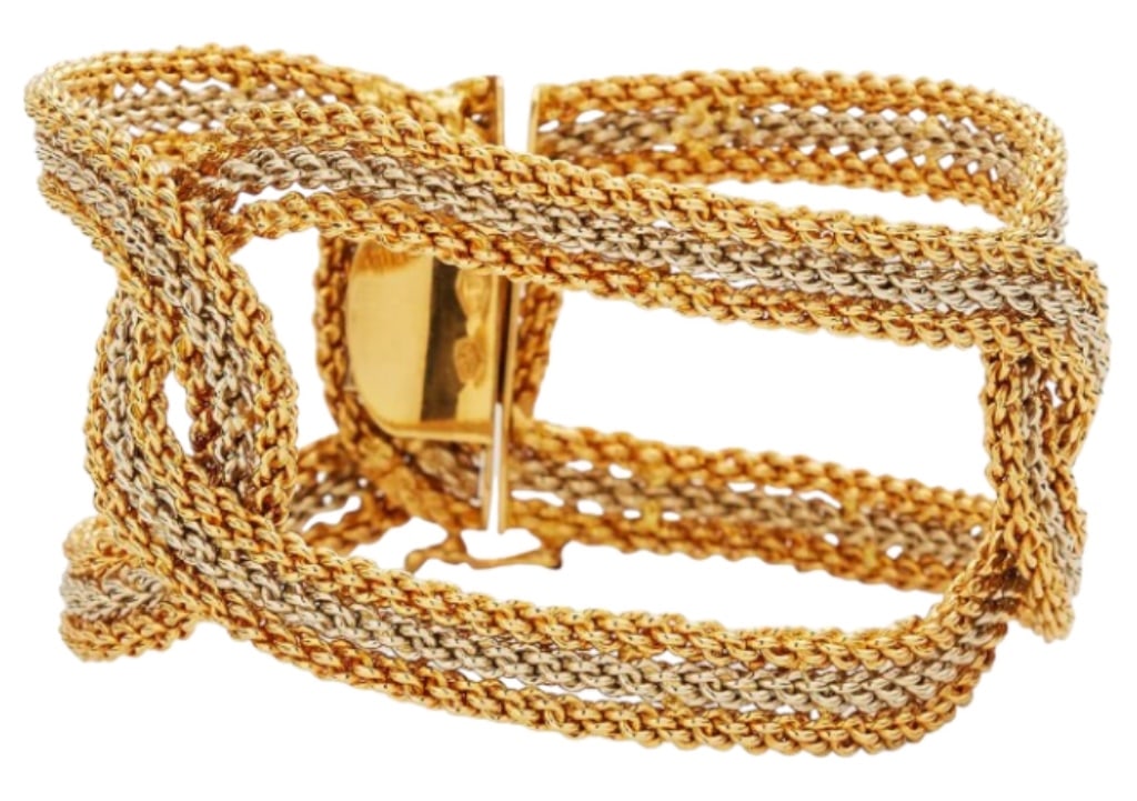 NM ESTATES 18K YELLOW GOLD WOVEN BRACELET 85.8 G (1 of 3)
