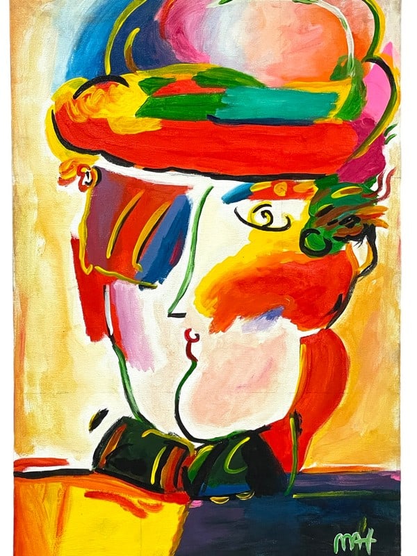 AFTER PETER MAX OIL ON CANVAS PAINTING 23.5" (1 of 5)