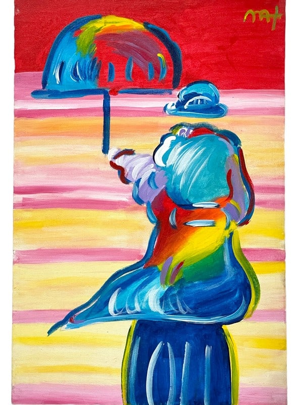 AFTER PETER MAX OIL ON CANVAS PAINTING 23.5" (1 of 5)