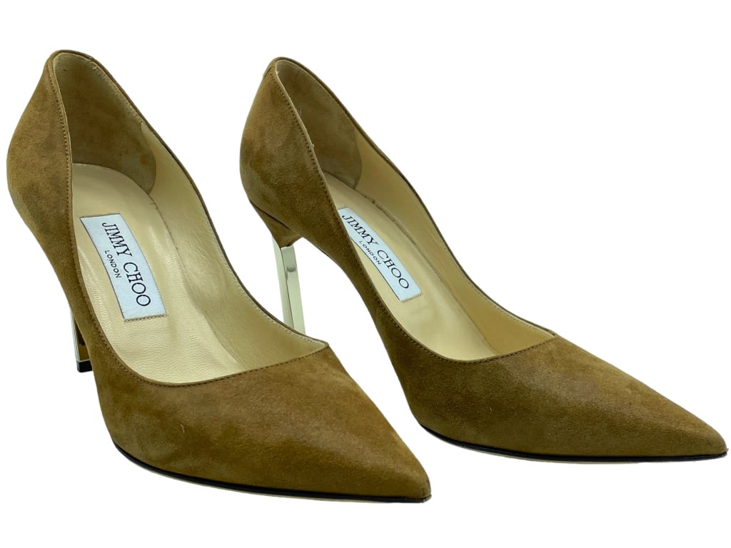 JIMMY CHOO SUEDE STILETTO HEELS SZ: 7 (1 of 5)