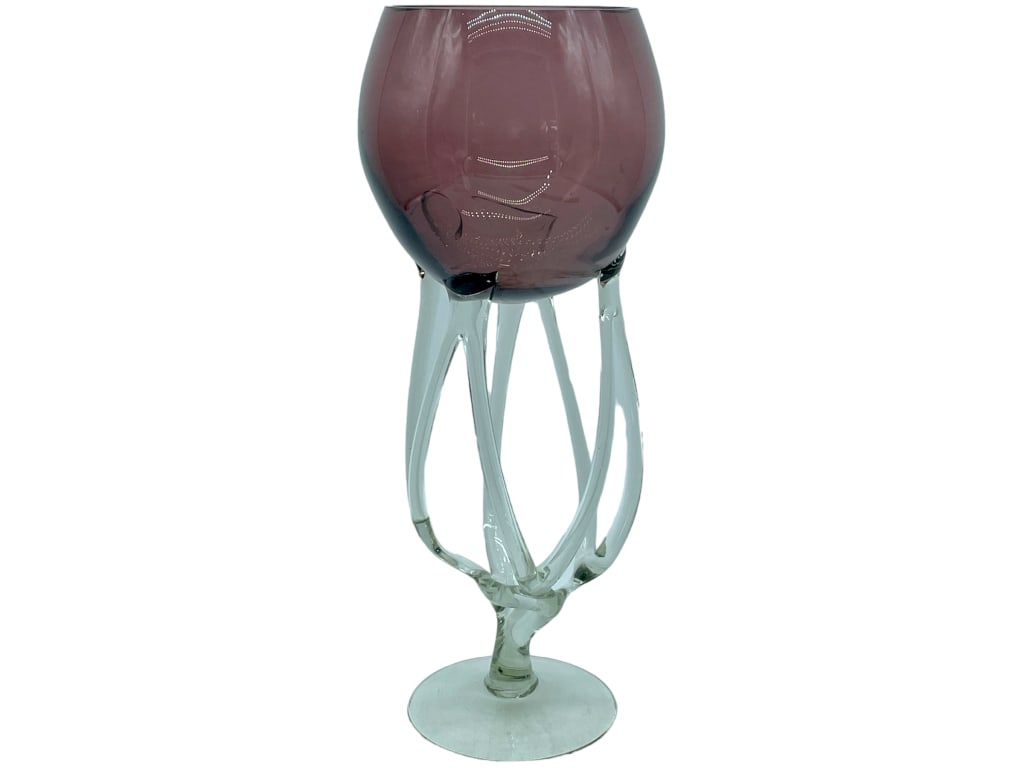 JOZEFINA KROSNO STYLE ART GLASS OCTOPUS VASE 14": -JOZEFINA KROSNO STYLE ART GLASS OCTOPUS VASE -SIZE: 14" X 3"-VERY GOOD CONDITION -JR BTQ 12/08 Bidders may pick up their items from the auction-house or have their items shipped.Appointments are requ