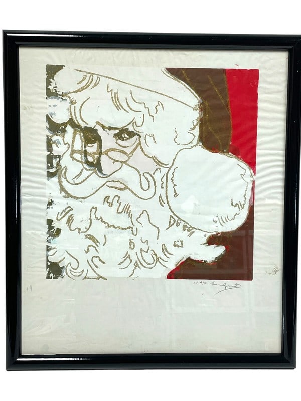 ANDY WARHOL SANTA SILKSCREEN WITH DIAMOND DUST 25" (1 of 4)