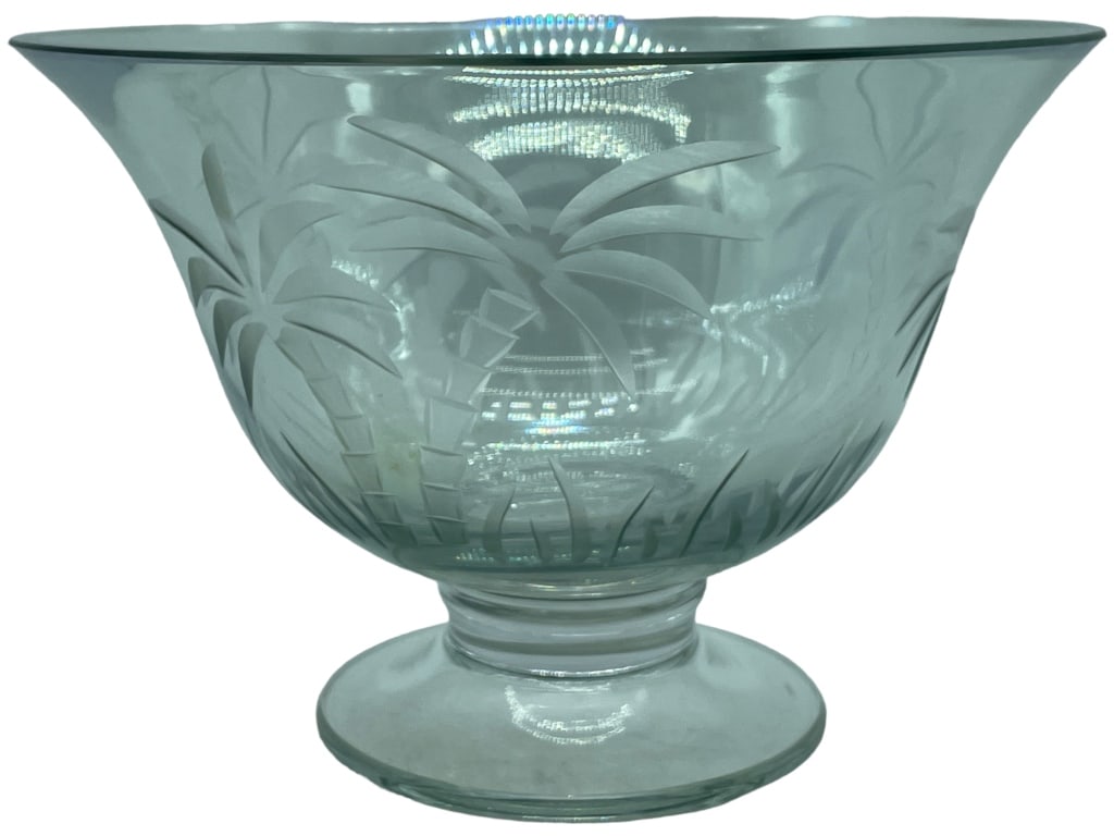LENOX ETCHED PALM TREE CRYSTAL PEDESTAL BOWL 6" (1 of 4)