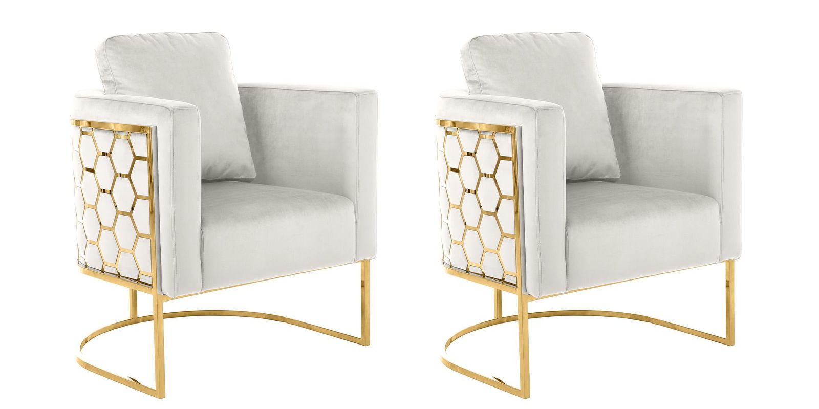 PAIR OF MERIDIAN CASA VELVET GOLD CHAIRS 30" (1 of 5)