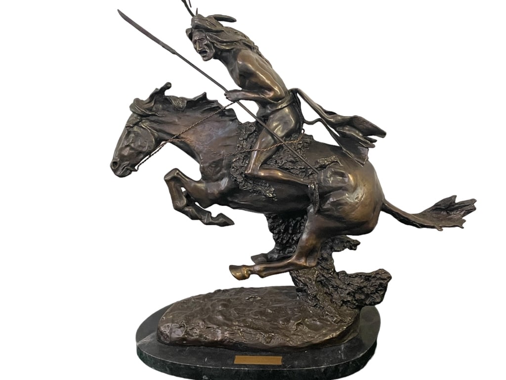 FREDERIC REMINGTON CHEYENNE BRONZE STATUE 21" (1 of 8)