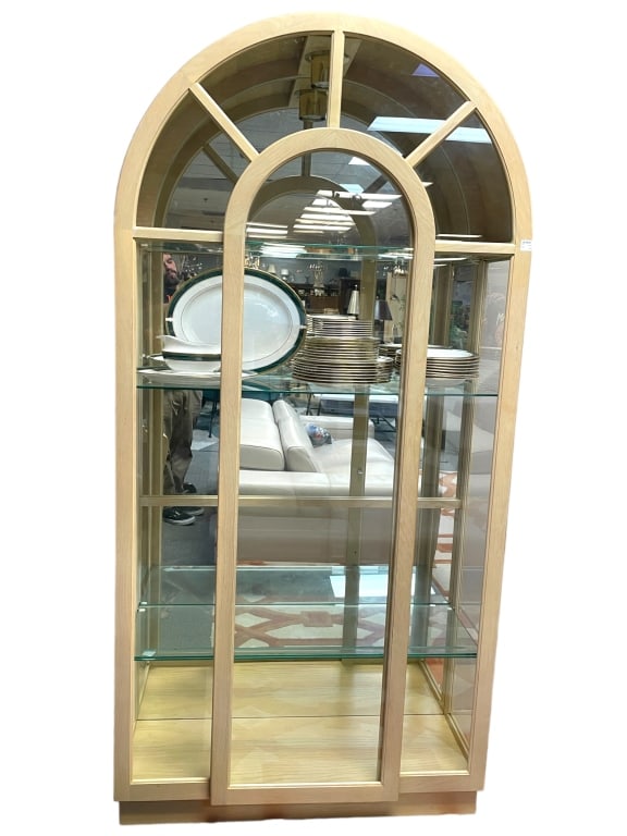 ARCHED TOP ILLUMINATED CURIO DISPLAY CABINET 81.5" (1 of 8)