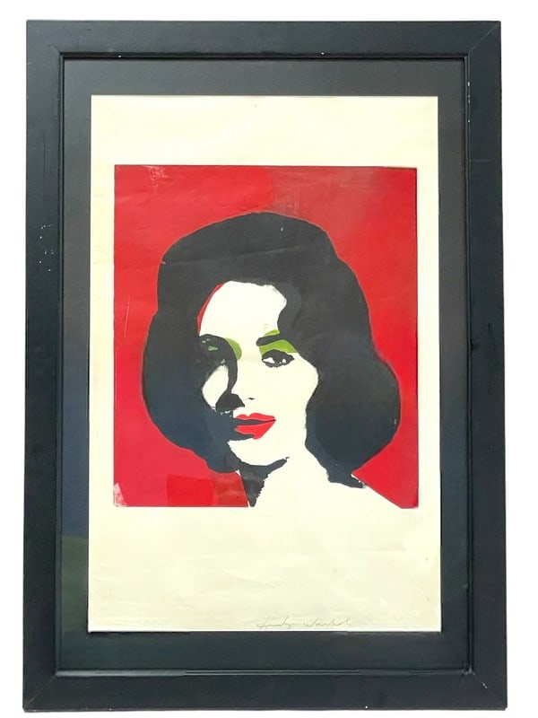 SIGNED ANDY WARHOL LIZ TAYLOR SILKSCREEN PRINT 33" (1 of 5)