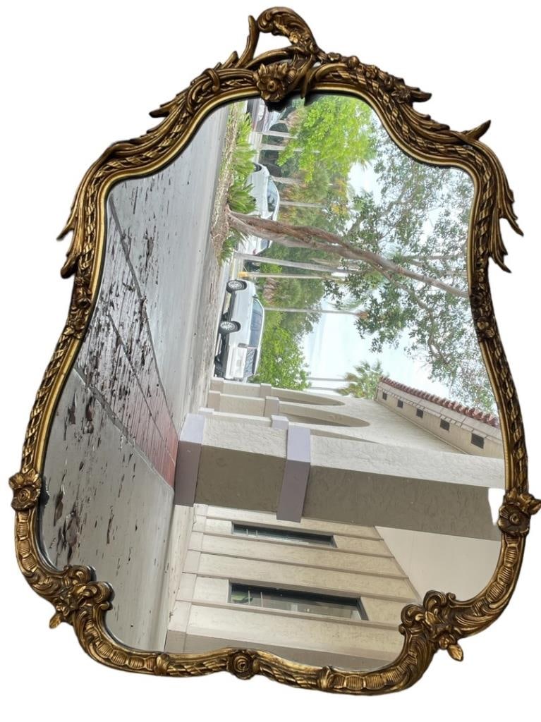 NEOCLASSIC GILT STYLE MIRROR 46": NEOCLASSIC GILT STYLE MIRROR-46" X 30" APPROX-VERY GOOD PRE OWNED CONDITION-DP121123 Bidders may pick up their items from the auction-house or have their items shipped. Appointments are required for l