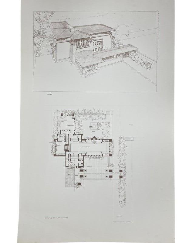 VINTAGE FRANK LLOYD WRIGHT LITHOGRAPH 25" (1 of 4)