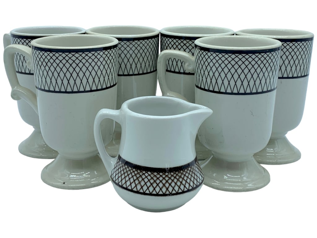 MYER CHINA BASKET WEAVE PORCELAIN CUPS & CREAM JUG (1 of 5)