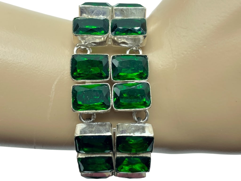 STERLING SILVER & CRYSTAL STATEMENT BRACELET 8" (1 of 6)