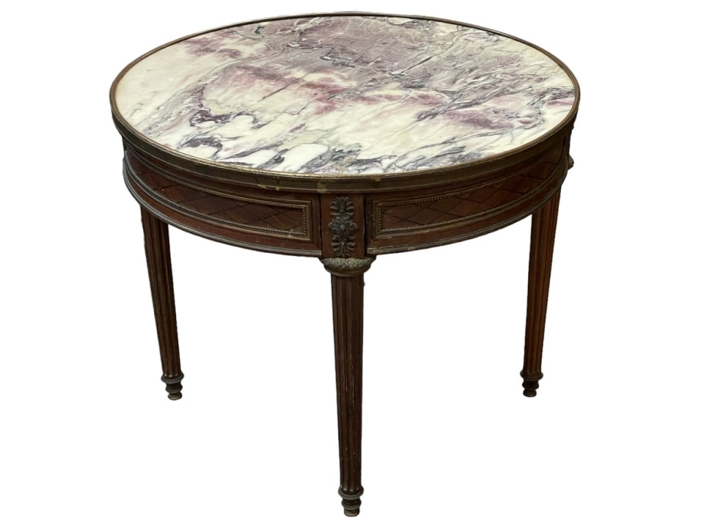 ANTIQUE LOUIS XVI  MARBLE TOP TABLE W DRAWER 24.5" (1 of 8)