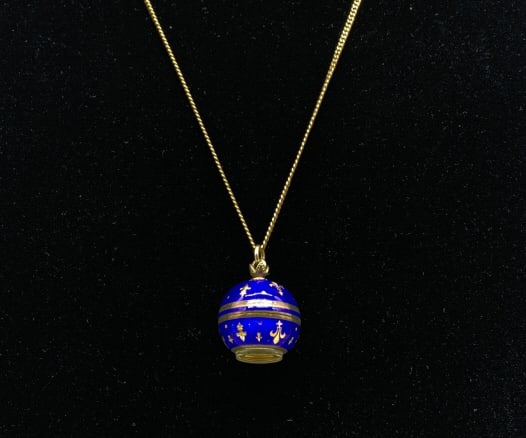 VTG A. SUTER ENAMELED BALL PENDANT POCKET WATCH 1" (1 of 5)