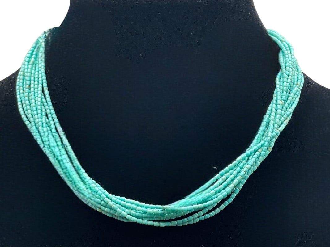 HANDMADE DELICATE TURQUOISE MULTISTRAND NECKLACE (1 of 7)
