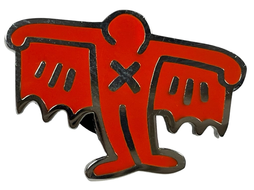 KEITH HARING PINTRILL 2020 ENAMEL PIN 1": KEITH HARING PINTRILL 2020 ENAMEL PIN-1" APPROX-STAMPED AND DATED ON BACK-VERY GOOD PRE OWNED CONDITION-DP121923