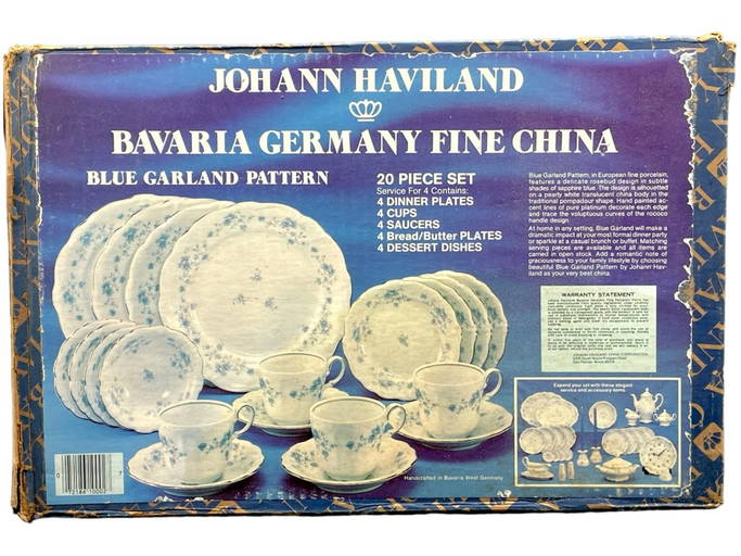 New Johann Haviland Blue Garland China Set For (4)