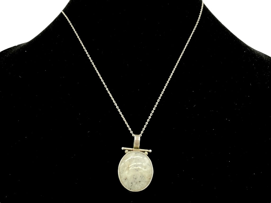 STERLING & SEMI-PRECIOUS GEMSTONE NECKLACE 10" (1 of 3)