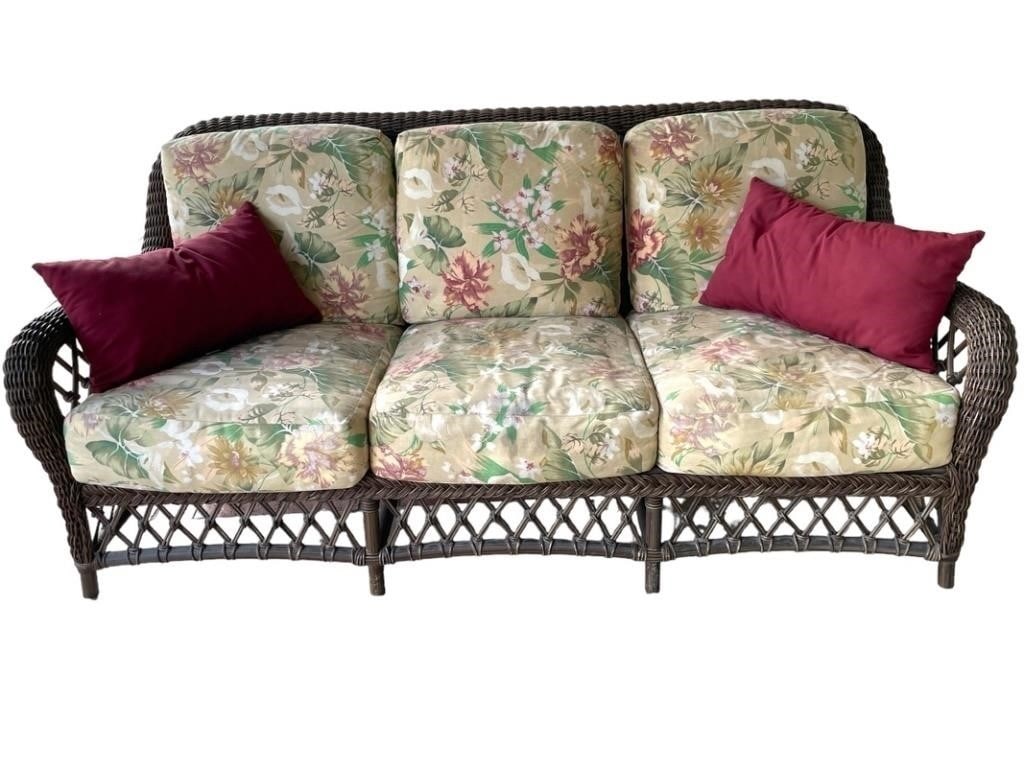 VINTAGE MID CENTURY WICKER RATTAN SOFA 77" (1 of 6)