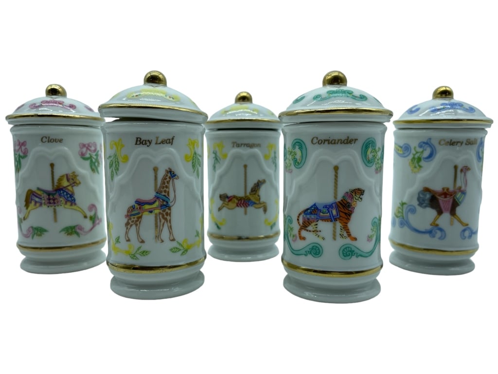 LENOX PORCELAIN SPICE CAROUSEL CONTAINERS (5) (1 of 4)