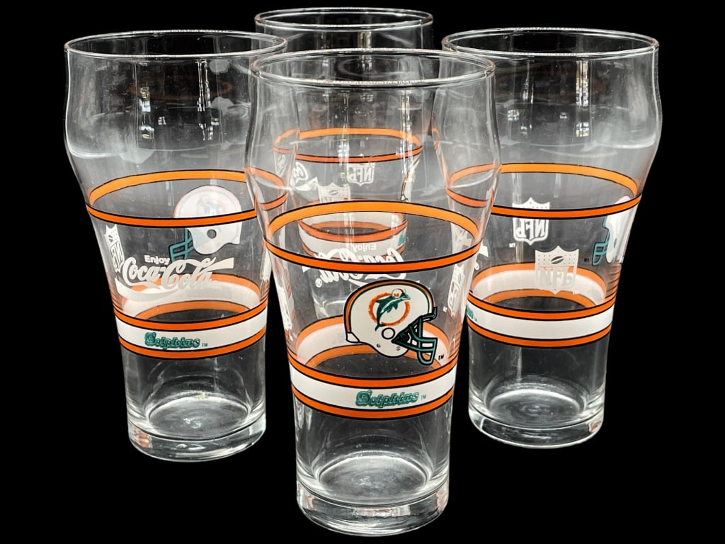 MIAMI DOLPHINS COCA-COLA COLLECTORS GLASSES (4) (1 of 5)