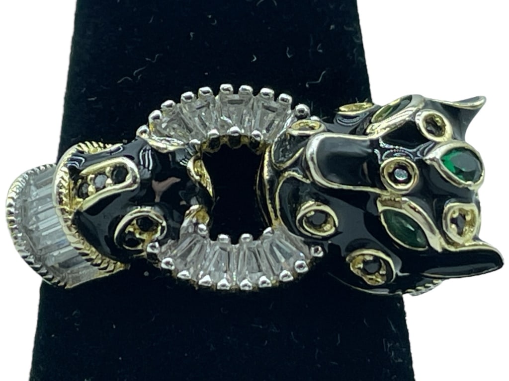 KENNETH J LANE STYLE ENAMELED JAGUAR RING SZ 8 (1 of 5)