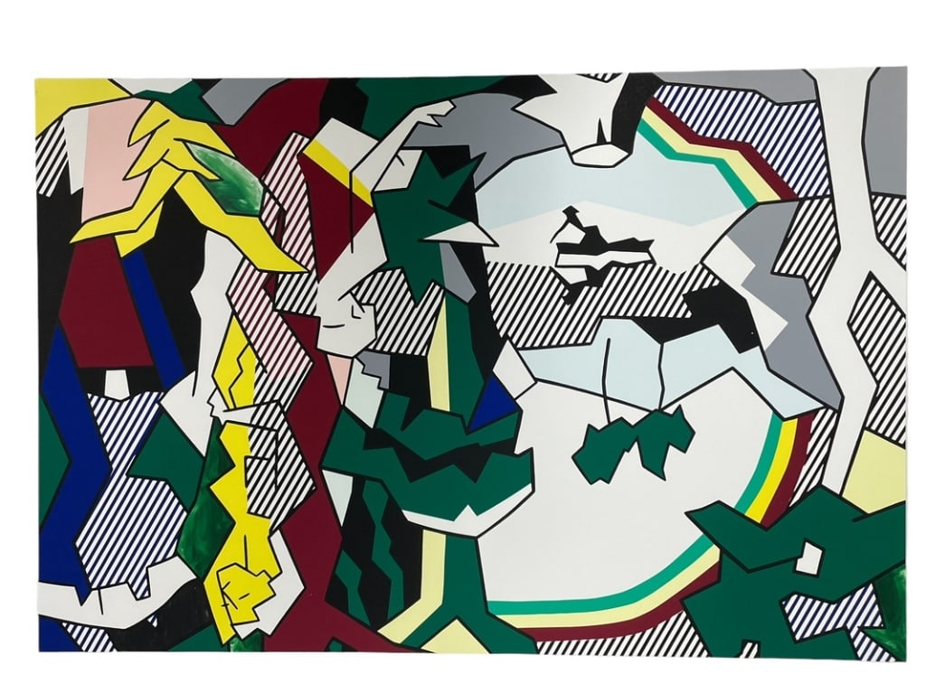 R. LICHTENSTEIN LANDSCAPE W FIGURES SILKSCREEN 28" (1 of 3)