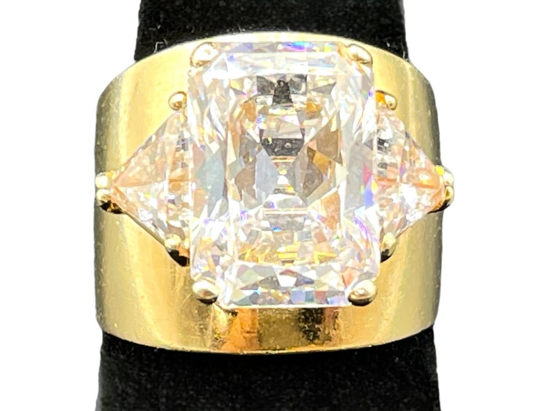 LARGE 14K GOLD & DIAMOND STYLE RING 17G SZ 7 (1 of 11)