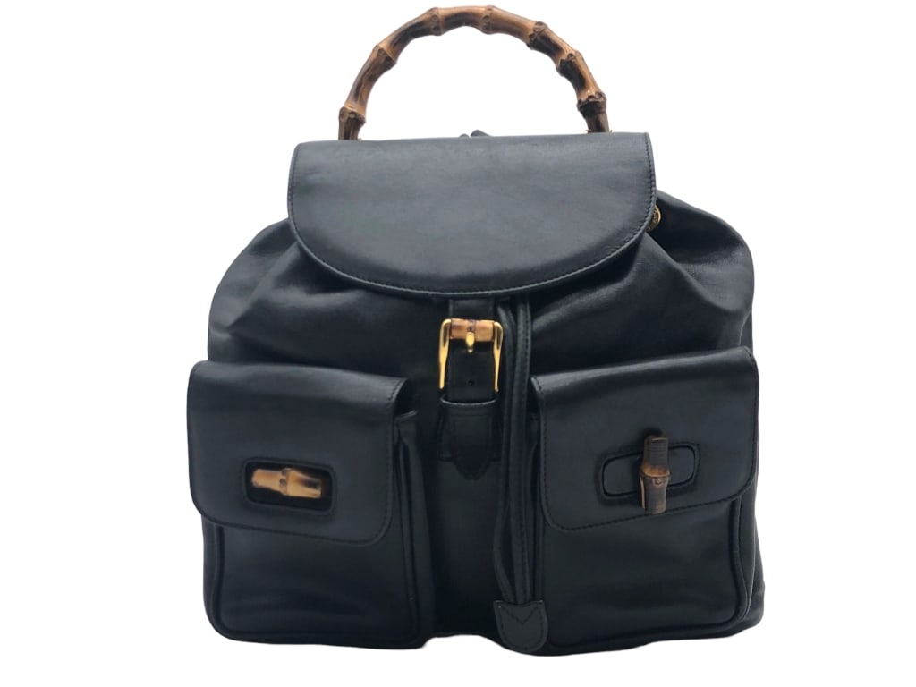 GUCCI LARGE  BLACK LEATHER BAMBOO BACKPACK (1 of 5)