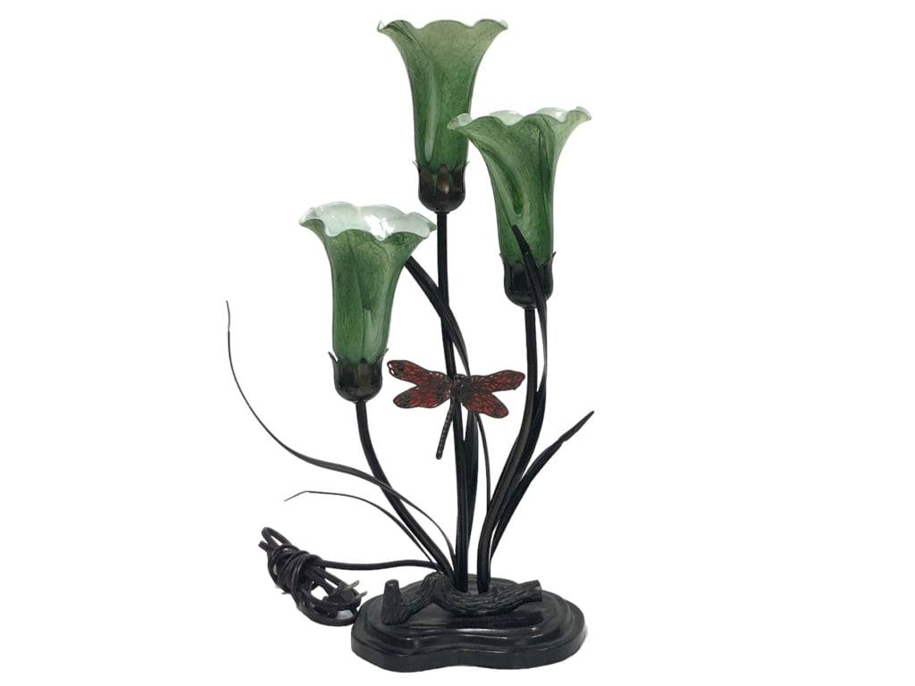 VTG DALE TIFFANY CO TULIP DRAGONFLY LAMP (1 of 5)