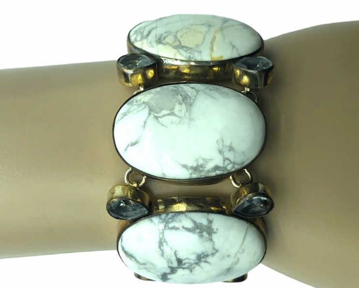 STERLING RAINBOW MOONSTONE & CRYSTAL BRACELET (1 of 4)