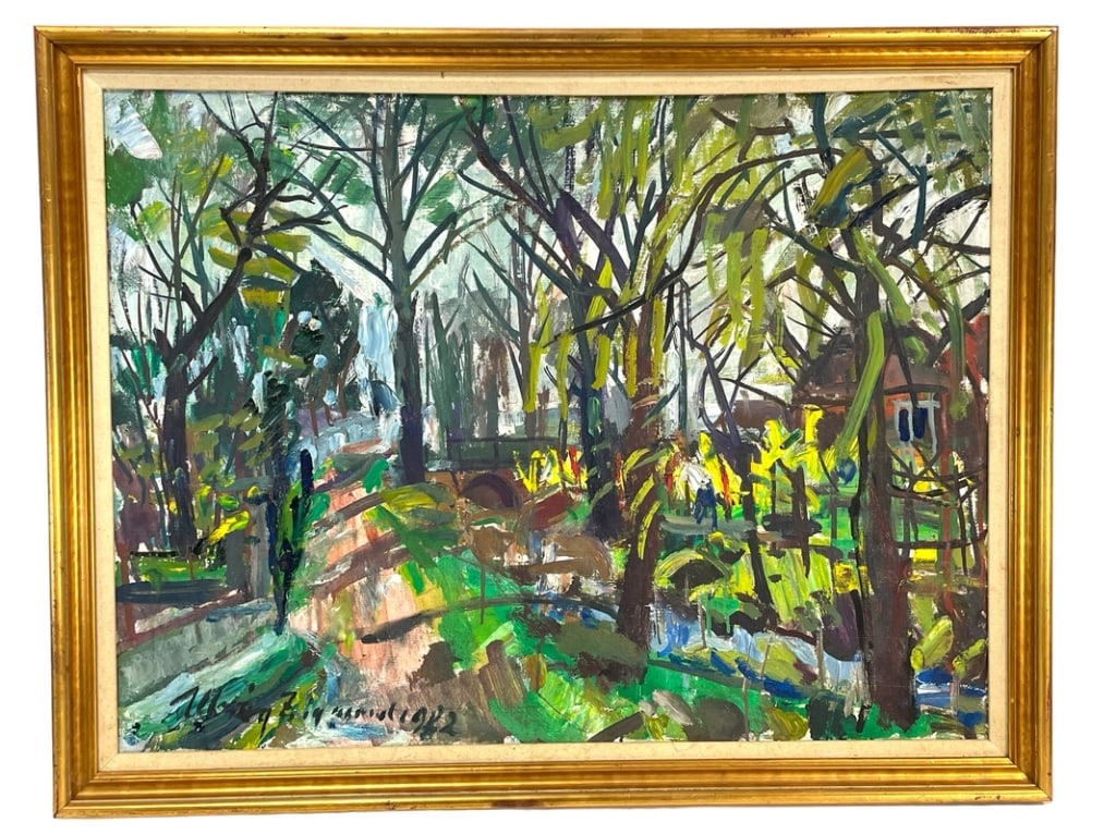 ZSIGMOND VON UHRIG GERMAN LANDSCAPE PAINTING 35" (1 of 7)