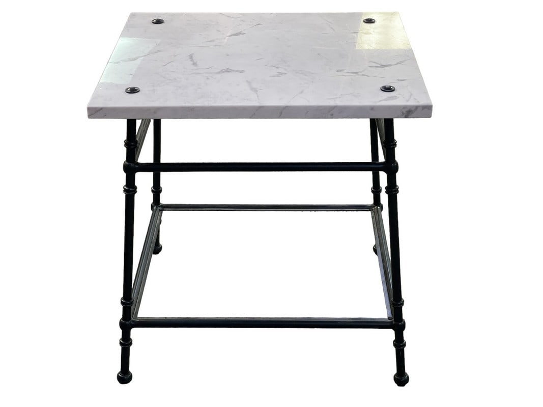 MODERN FARMHOUSE MARBLE TOP SIDE TABLE 27" (1 of 7)