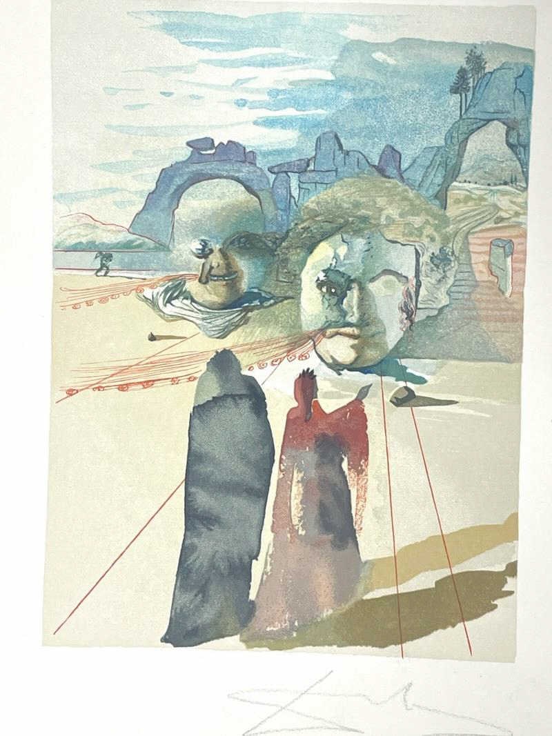 SALVADOR DALI PENCIL SIGNED WOODCUT PRINT 13" (1 of 5)