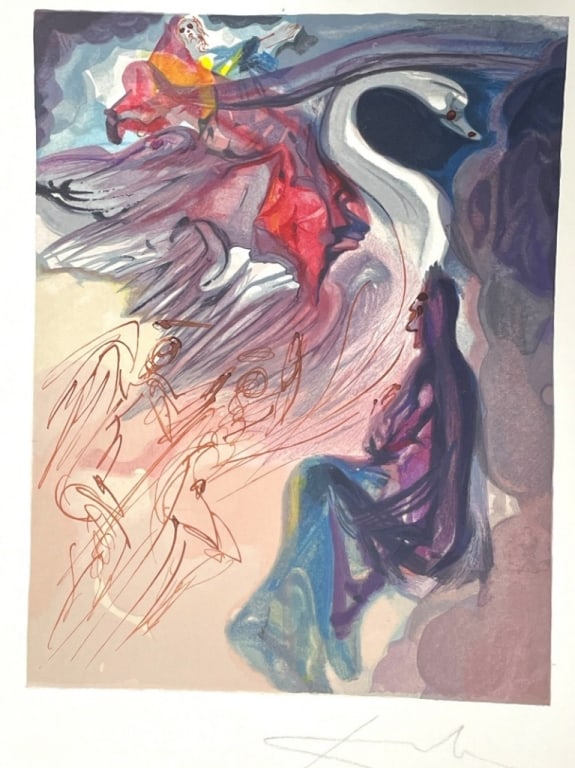 SALVADOR DALI PENCIL SIGNED WOODCUT PRINT 13" (1 of 5)