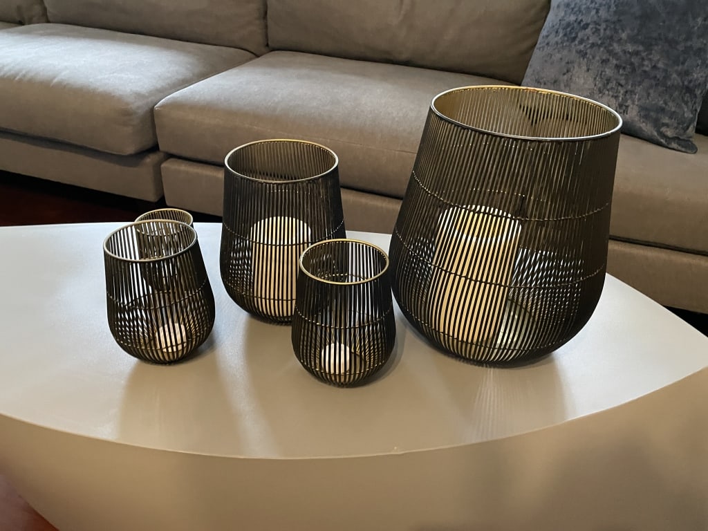 SET OF 4 WOODEN CANDLE HOLDERS (1 of 3)