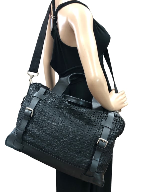 NEW ROSE BECK WEIN BLACK LEATHER DUFFLE BAG $1100 (1 of 8)