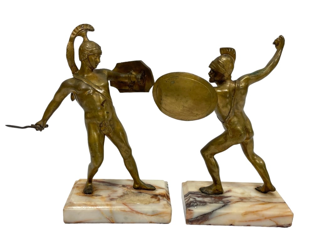 PAIR OF BRONZE ROMAN GLADIATOR BOOKENDS 8" (1 of 12)