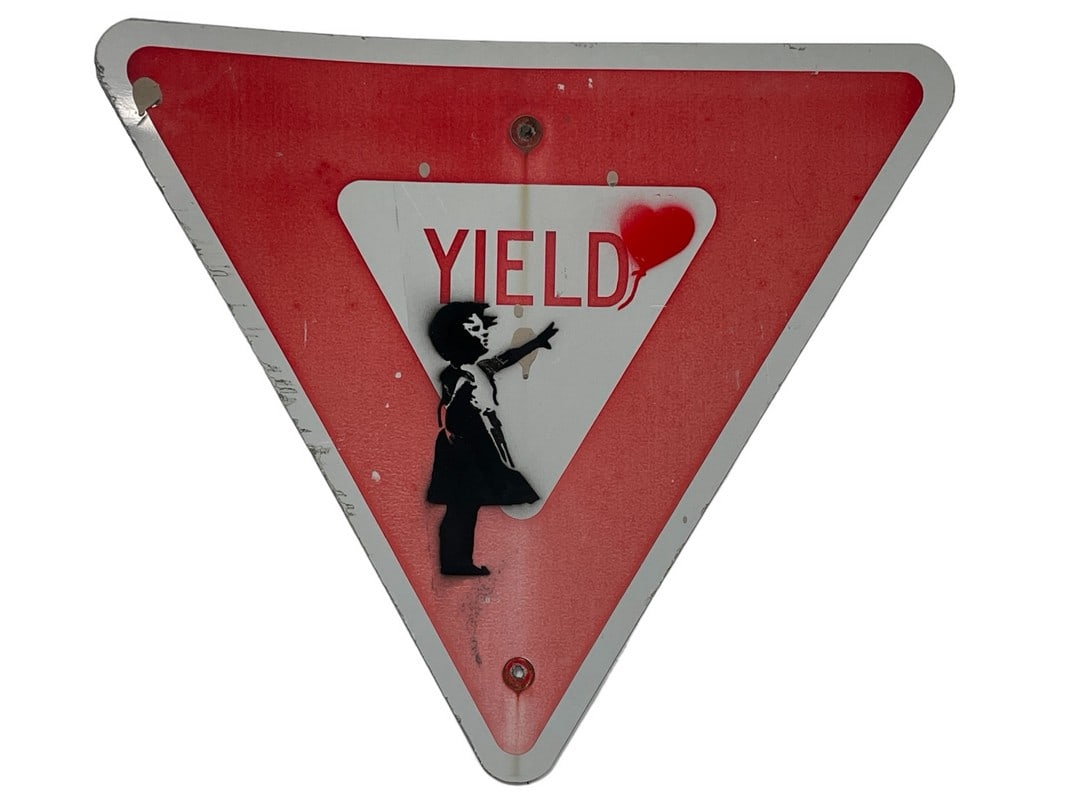 AFTER BANKSY STREET ART YIELD SIGN 27.5" (1 of 4)