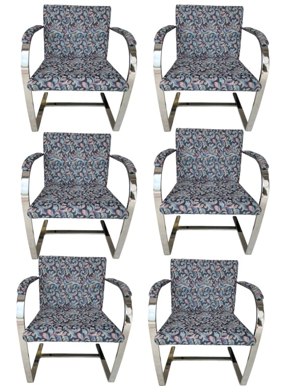 6 MILO BAUGHMAN STYLE CHROME DINING CHAIRS (1 of 7)