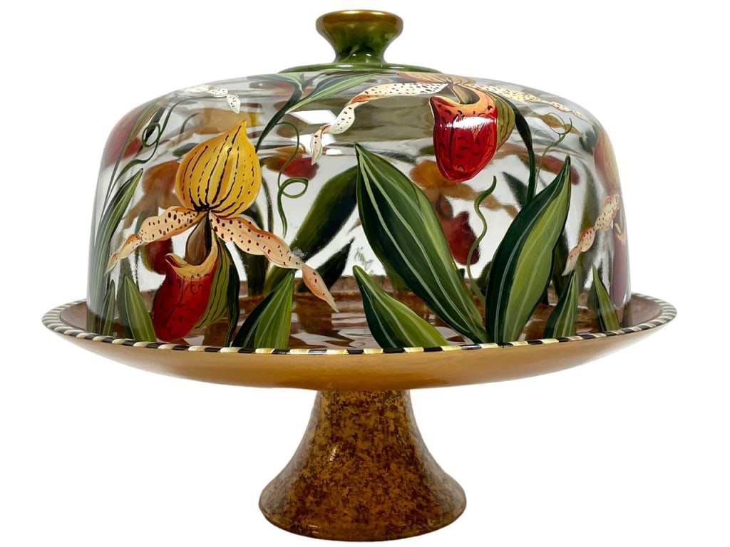 ANNA DAVIS HAND PAINTED DOME GLASS CAKE STAND (1 of 7)