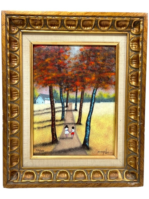 DOM MINGOLLA ENAMEL ON COPPER PAINTING 17" (1 of 5)