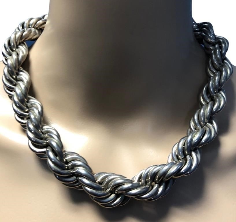 STERLING SILVER ROPE CHAIN NECKLACE 255.4G (1 of 4)