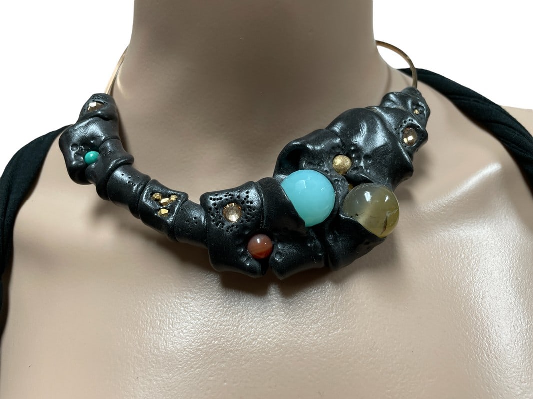 NEW! CLEO & CAT CLAY POLYMER BRUTALIST NECKLACE (1 of 7)